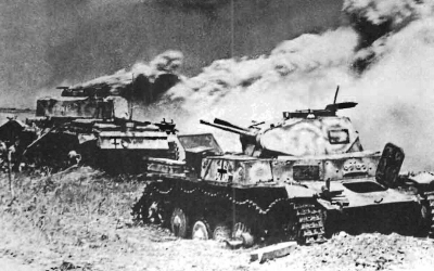 Как русский танкист на горящем танке пошел на таран немецкого "Тигра"